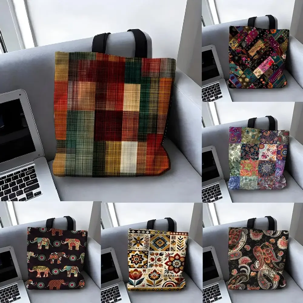 Ethnische Boho-Stil Aufbewahrungstaschen Canvas-Tragetasche Große Designer-Handtaschen für Damen Einkaufstaschen für Lebensmittel