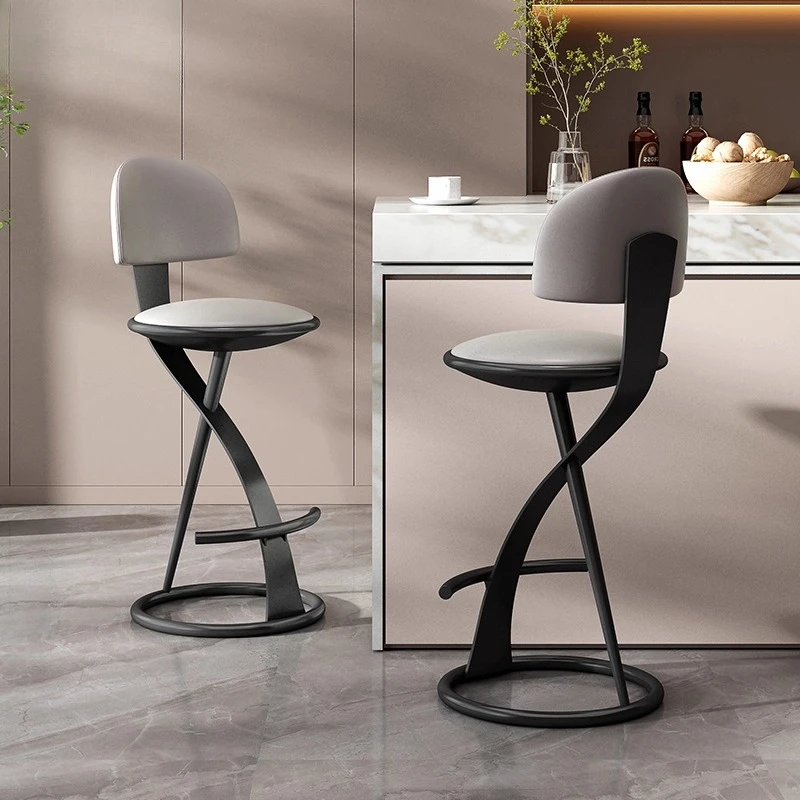 Adjustable Height X-Base Kitchen Counter Stool with Backrest And Foot Rest Faux Leather Metal Frame for Home Kitchen Island Bar
