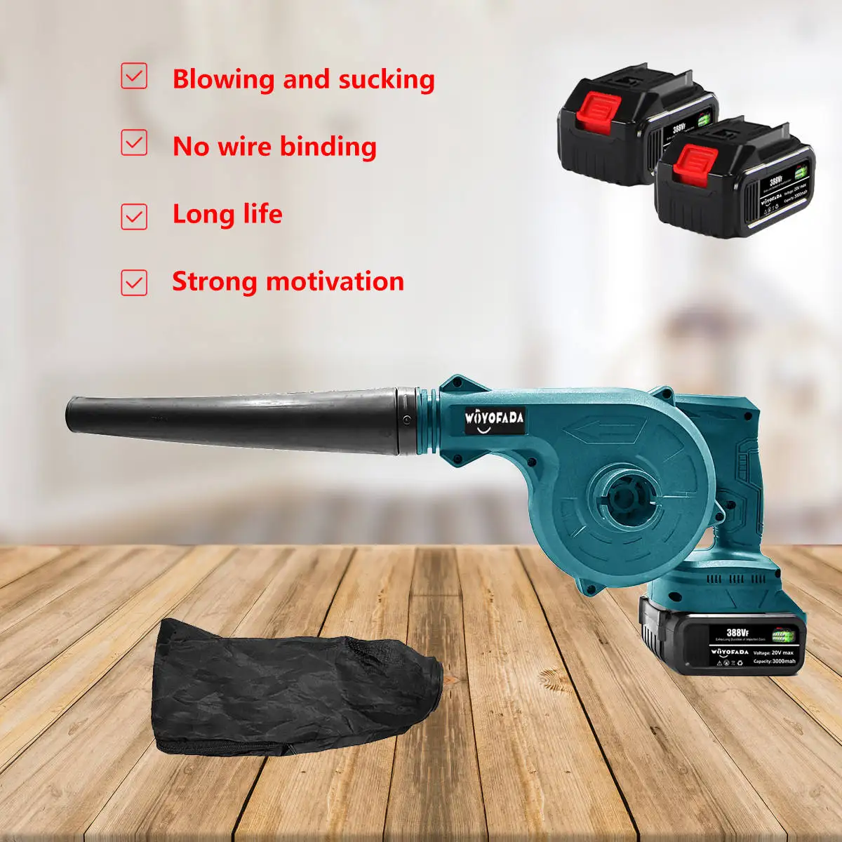 Ventilatore senza fili Aspirapolvere Soffiatore d'aria per soffiaggio di polvere Collettore di polveri per computer Funzionamento manuale Utensile elettrico per batteria Makita 18V