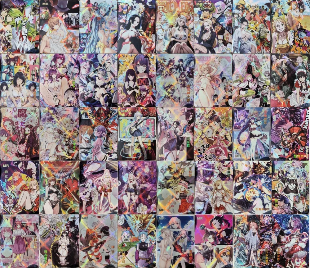 40pcs/set Demon Slayer One piece Naruto Rem large set DIY Comic series relief color flashing Collection Anime Collection Card