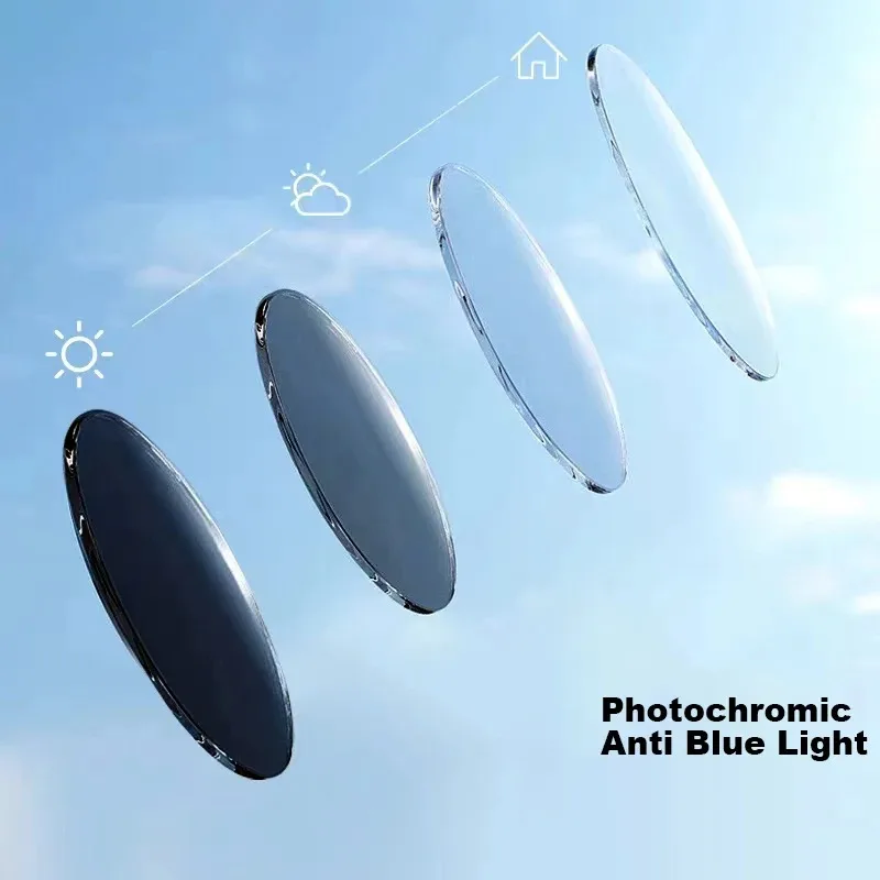 Prescription Photochromic Blue Lenses 1.56 1.611.67 Index Optical Resin Lenses Blue Light Blocking Progressive Glasses Lenses