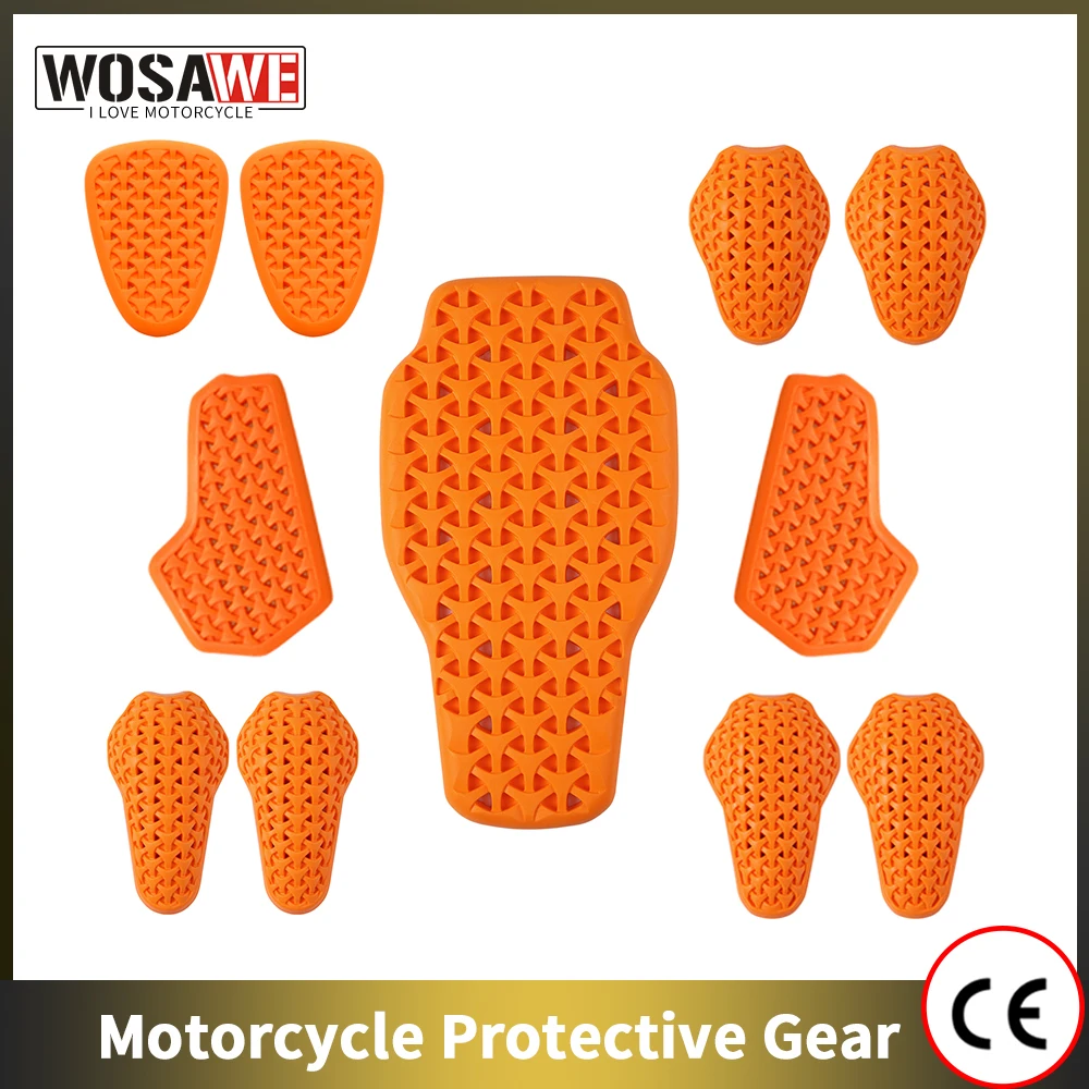 

WOSAWE CE Certified Motorcycle Armor Jacket Insert Protector Universal Back Pads Chest Elbow Hip Knee Guard Moto Protective Gear