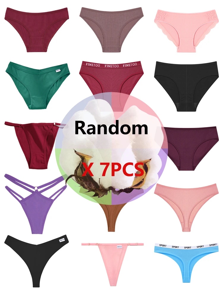 7 Teile/los Baumwolle frauen Höschen Zufällige Vielzahl von Slips und Tangas Weibliche Bequeme Niedrige Taille Unterwäsche Einfarbig Dessous