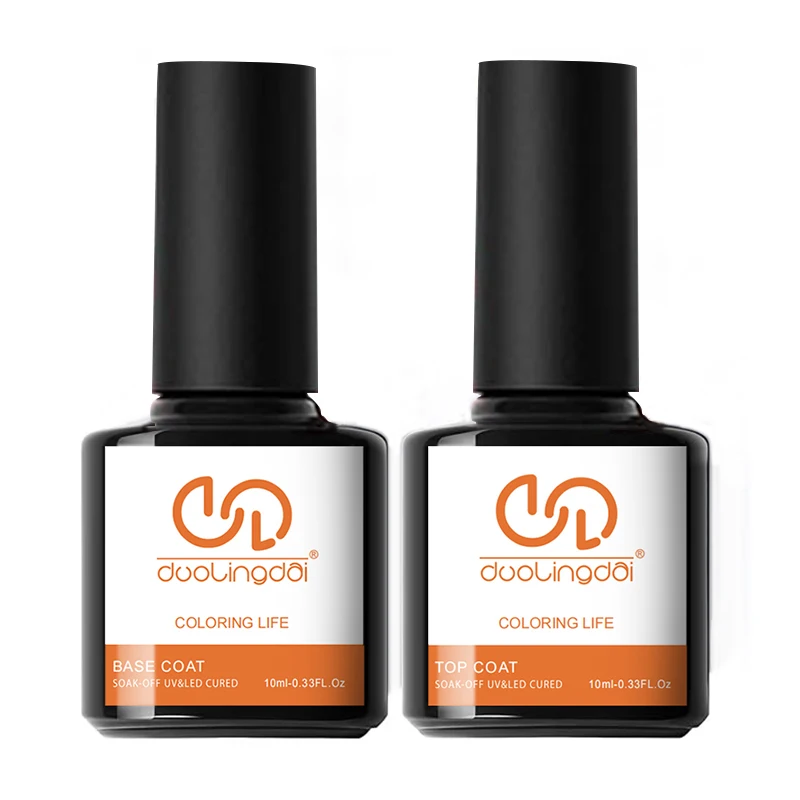 2Pcs/Set Top Coat And Base Coat Clear Gel Nail Polish Kit Semi Permanent Nail Art Manicure Soak Off LED UV Gel Varnishes Set