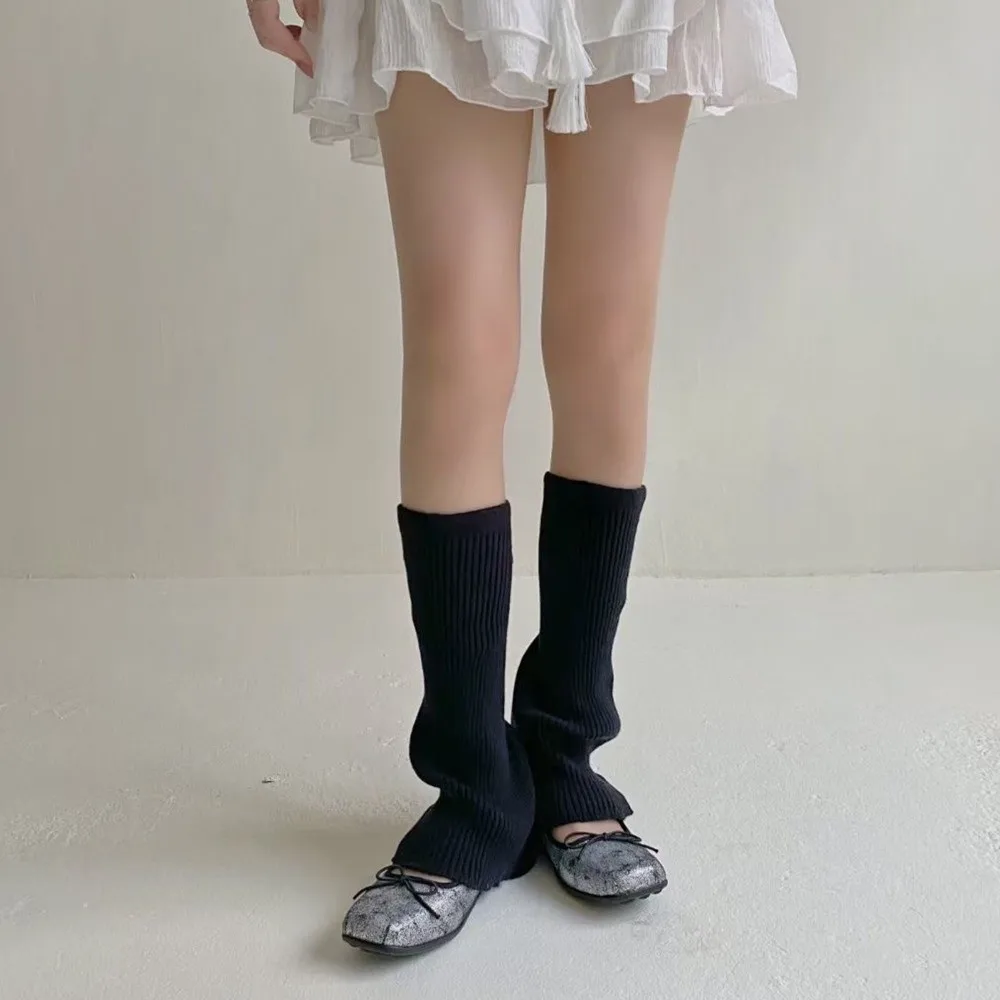 New Solid Color Leg Covers Straps Design Warm Foot Cover Knitted Socks
