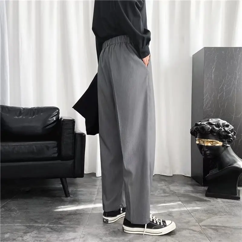 

Прямые брюки для мужчин в осеннем стиле, модные Костюмные брюки k-style, свободные и универсальные девять точечные брюки, повседневные драпированные брюки