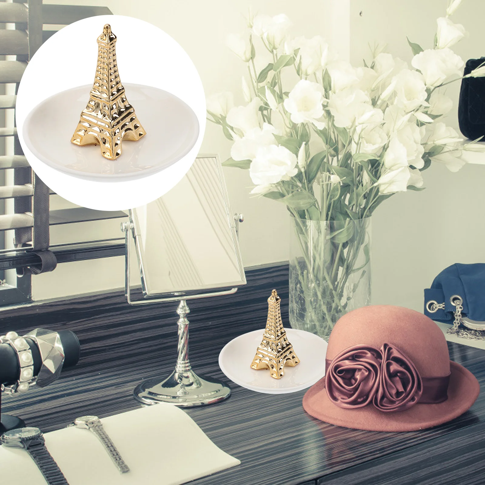 

1Pcs Ceramic Jewelry Organizer Smooth Surface Necklace Earring Tray High-Grade Abrasion-Resistant Desktop Ornament for Jewelry