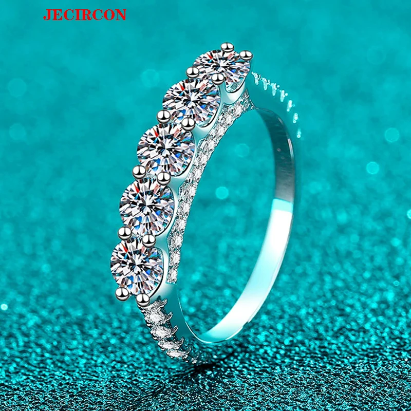 

Популярные ювелирные изделия JECIRCON, 5 шт. * 0,3 карата, кольцо с муассанитом, стерлинговое серебро S925, женский аксессуар, изысканный и роскошный дизайн