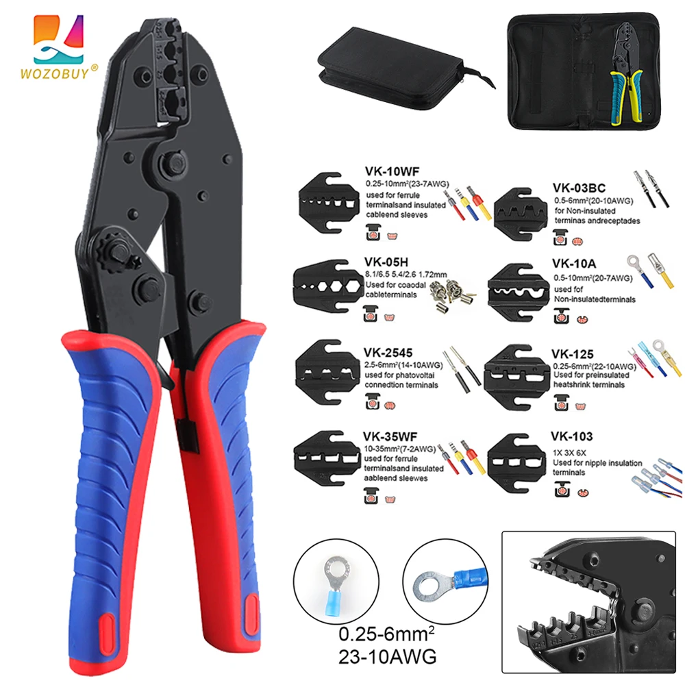 VK-40J Crimping Pliers Clamp Tools Cap/Tubular/coaxial Cable Terminals Kit 230mmMulti-Functional Crimping tool Hand Jaws Set