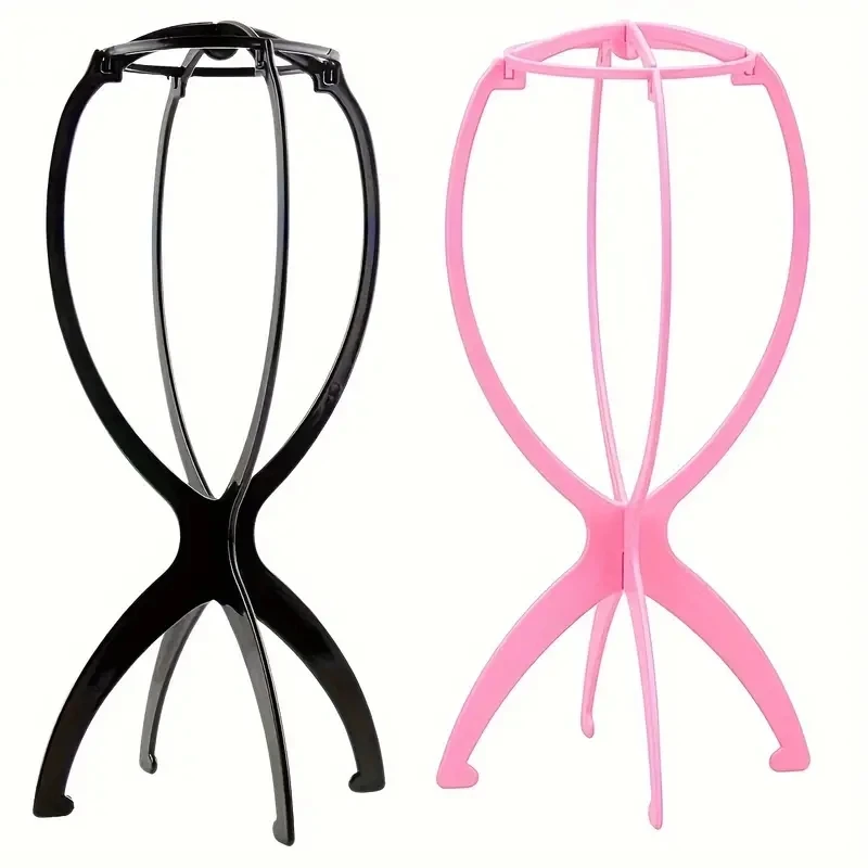 Toupee and Wig Stand, Durable Wig Holder Stands for Displaying Wigs Toupee Exhibitions (Black/Pink)