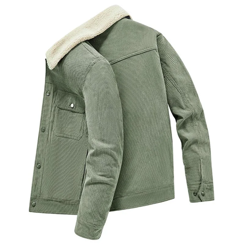 Mcikkny-chaquetas y abrigos de pana para hombre, prendas de vestir gruesas con forro polar, talla M-4XL, cortavientos