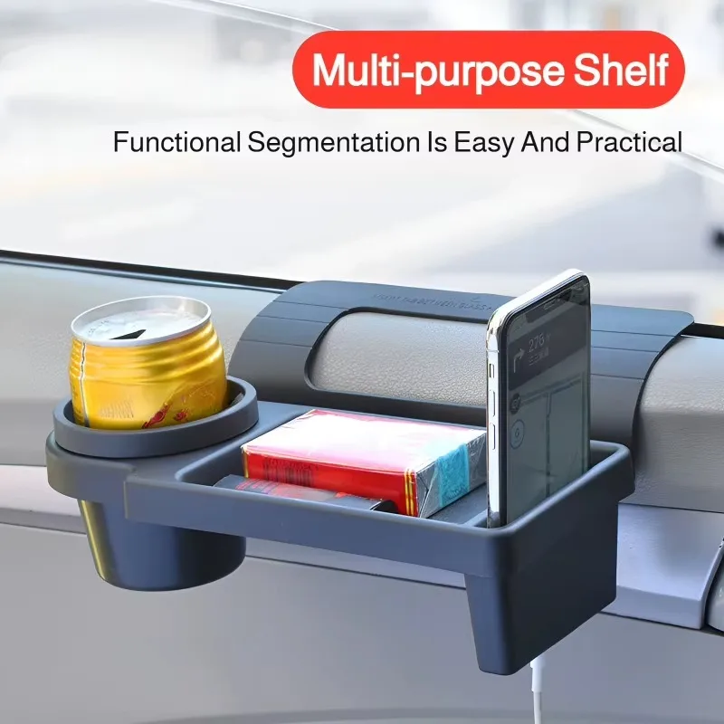 Car Door Side Cup Holder Multifunctional Vehicle Storage Box for Drinks Phones Small Items Fit for Most Auto