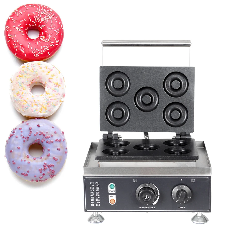 

5 holes Electric Donut Maker Commercial Doughnut Machine Non-stick electric waffle maker home appliance Waffle baking
