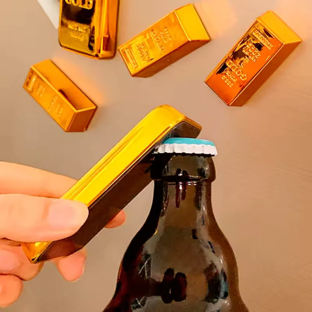 Personality Creative Gold Bar Shaped Beer Bottle Opener Golden Nugget Fridge Magnet Beer Openers Bar Kitchen Utensils