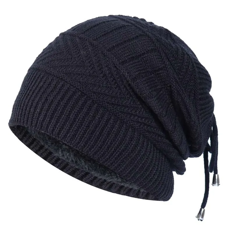 Winter Keep Warn Cap Multi-purpose Pleated Wool Hat Women\'s Outdoor Plush Knitted Hat Warm Hat Pullover Hat Mask for Face Women