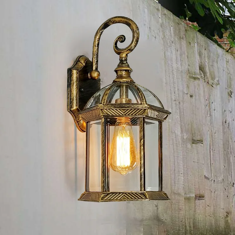 Vintage Wall Lamp E27 Bulb Sconce Light Fixtures Black Bronze LED Wall Lights Outdoor Porch House Home Yard Garden Lighting