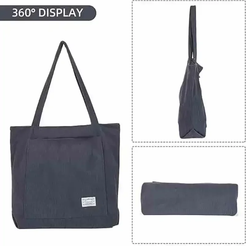 BBA166 Corduroy Tote Bag for Women Hobo Handbag Large Shoulder Bag