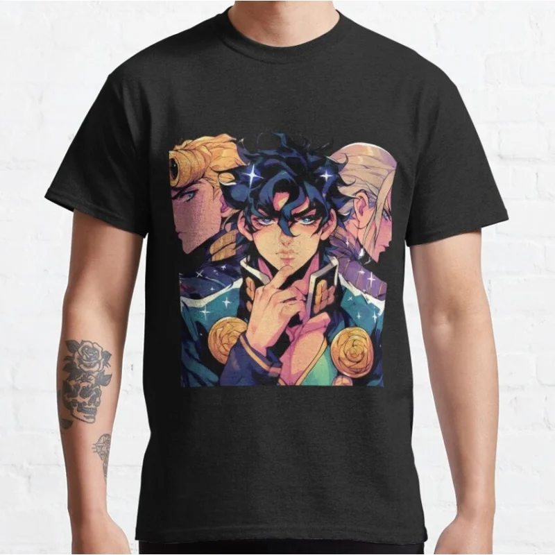 

07092 JoJo's Bizarre Adventure Anime Gift t shirt 100% cotton printed Graphic Clothes Y2K clothing Cartoon Tee All size Tops