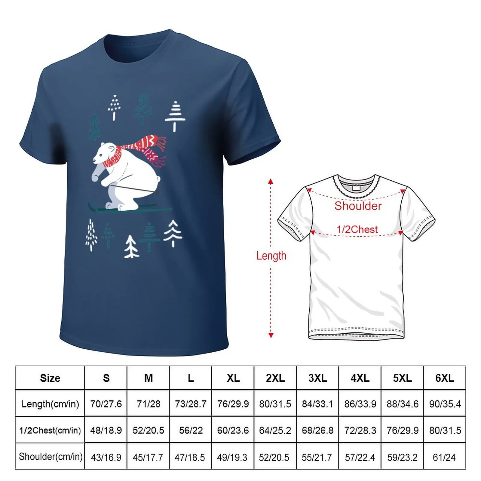 Polar bear ski - adorable winter animals T-Shirt quick drying boys whites cute clothes sweat men t shirts