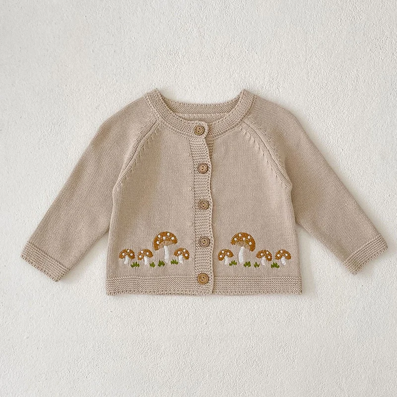 2024 New Autumn Toddler Baby Girl Knitting Cardigan Long Sleeved Knitted Embroidery Newborn Baby Girls Sweater Children Clothes