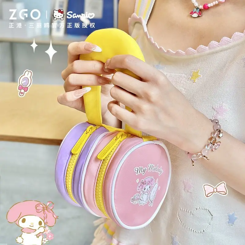 Sanriou أصيلة كورومي ميلودي حقيبة مستحضرات تجميل Ins نمط متعدد الطبقات فتاة يابانية حقيبة محمولة الصيف الملونة حقيبة صغيرة فتاة هدية