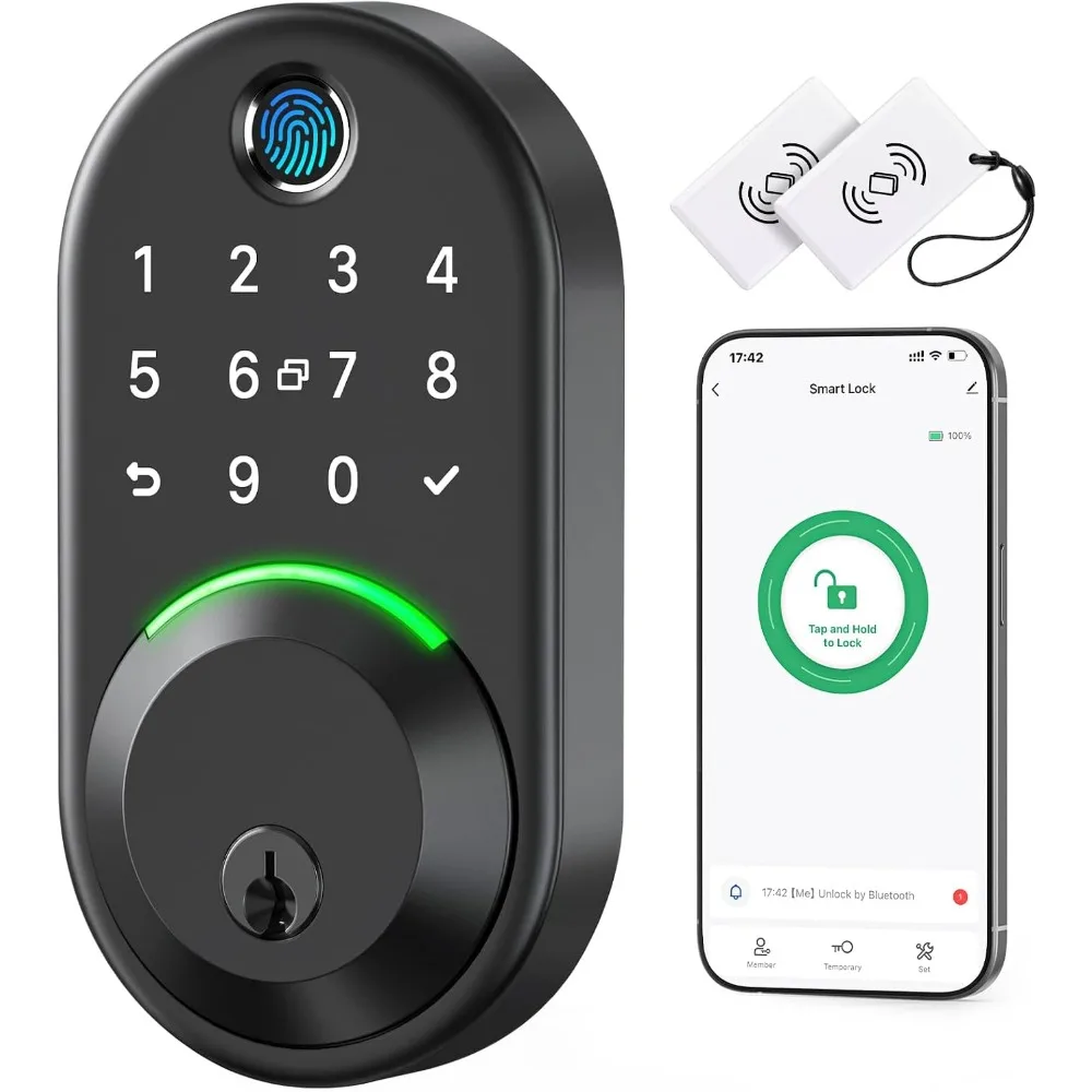 Keyless Entry Deadbolt with Fingerprint and Digital Code Lock for Front Doors, Easy Installation