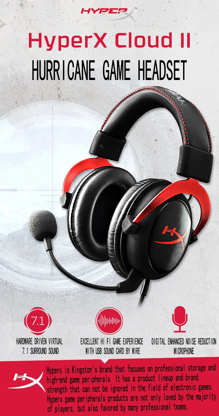 Hyperx cloud 2 wired earphones headphones wireless noise cancelling gaming headset