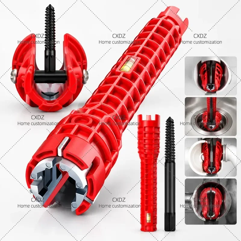 8 in 1 Multi Functional Sink Wrench Universal Faucet Removal Installation Tool Aluminum Alloy Water Pipe Repair Kit