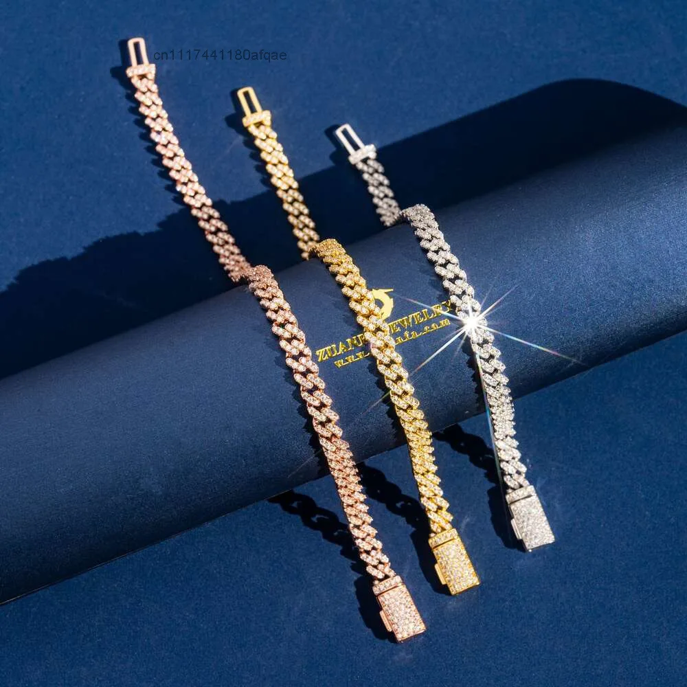 Selling 925 Sterling Silver Gra Certificate 6mm Cuban Link Bracelet Moissanite Chain.