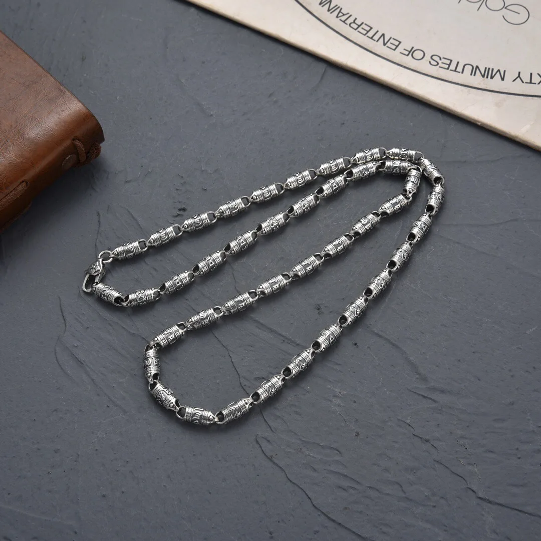 YS New Heavy Industry Classic Six Character Words: Tube Bead Necklace, Generous and Versatile National Style Neckchain Trend