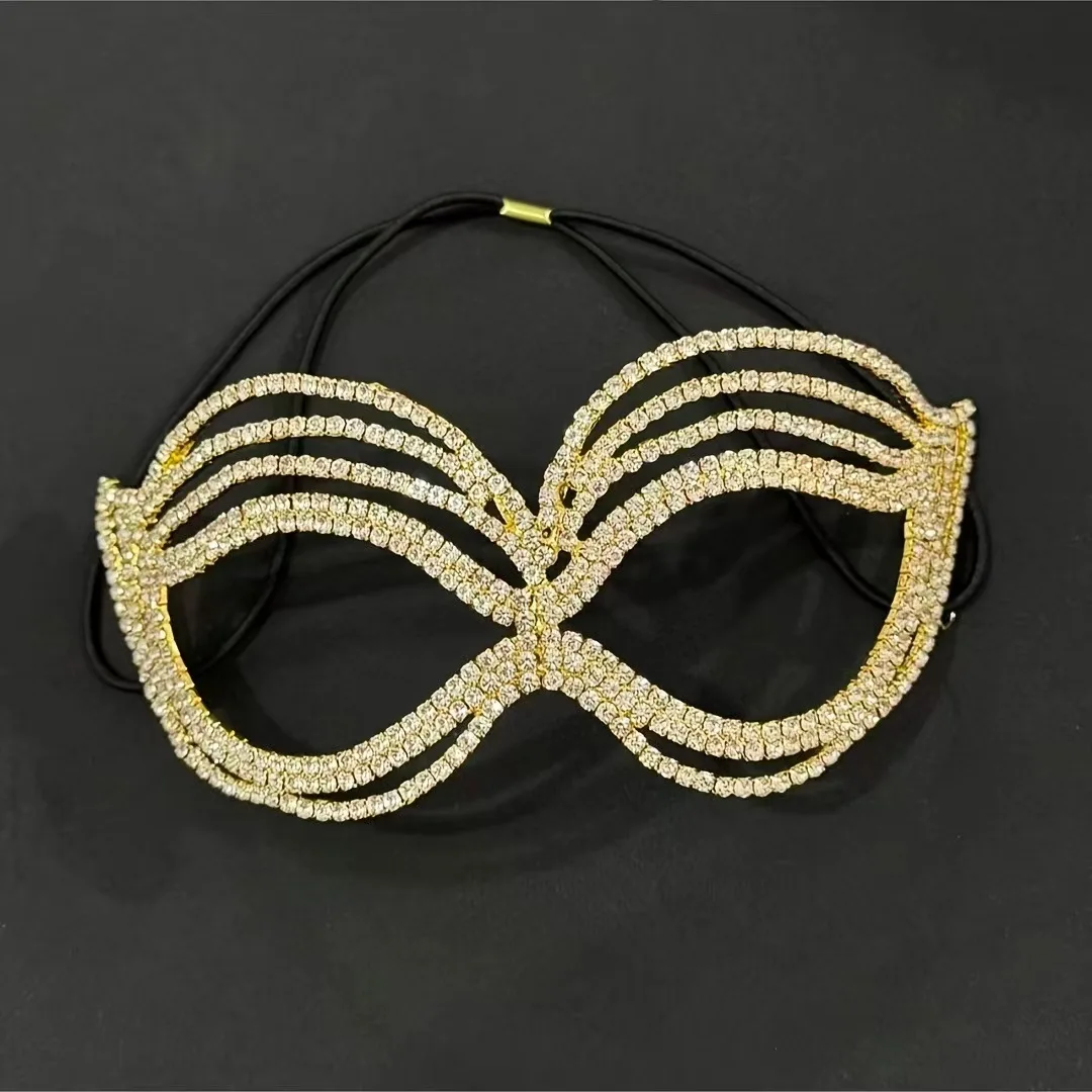 European and American exaggerated rhinestone face mask and accessories, women's mask makeup, dance party temperament, high-end s