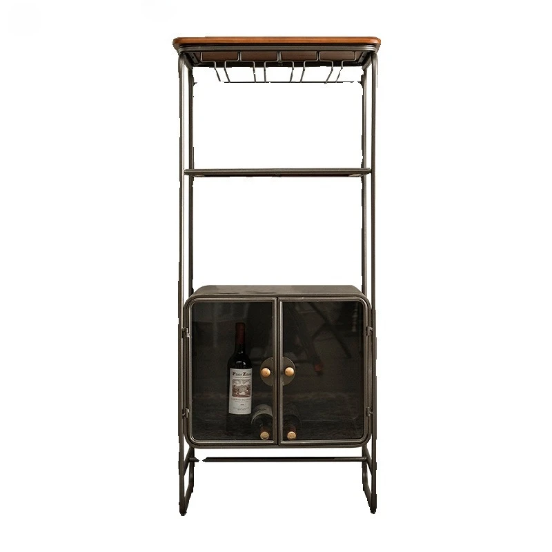 

Wine cabinet rack floor to ceiling retro industrial style living room against the wall Wine glass shelf upside down