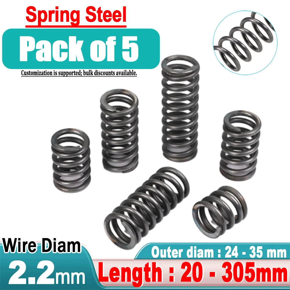 Wire Diameter 2.2mm Spring Steel Pressure Compression Spring Shock Absorption Return Spring Outer Diameter 24-35mm