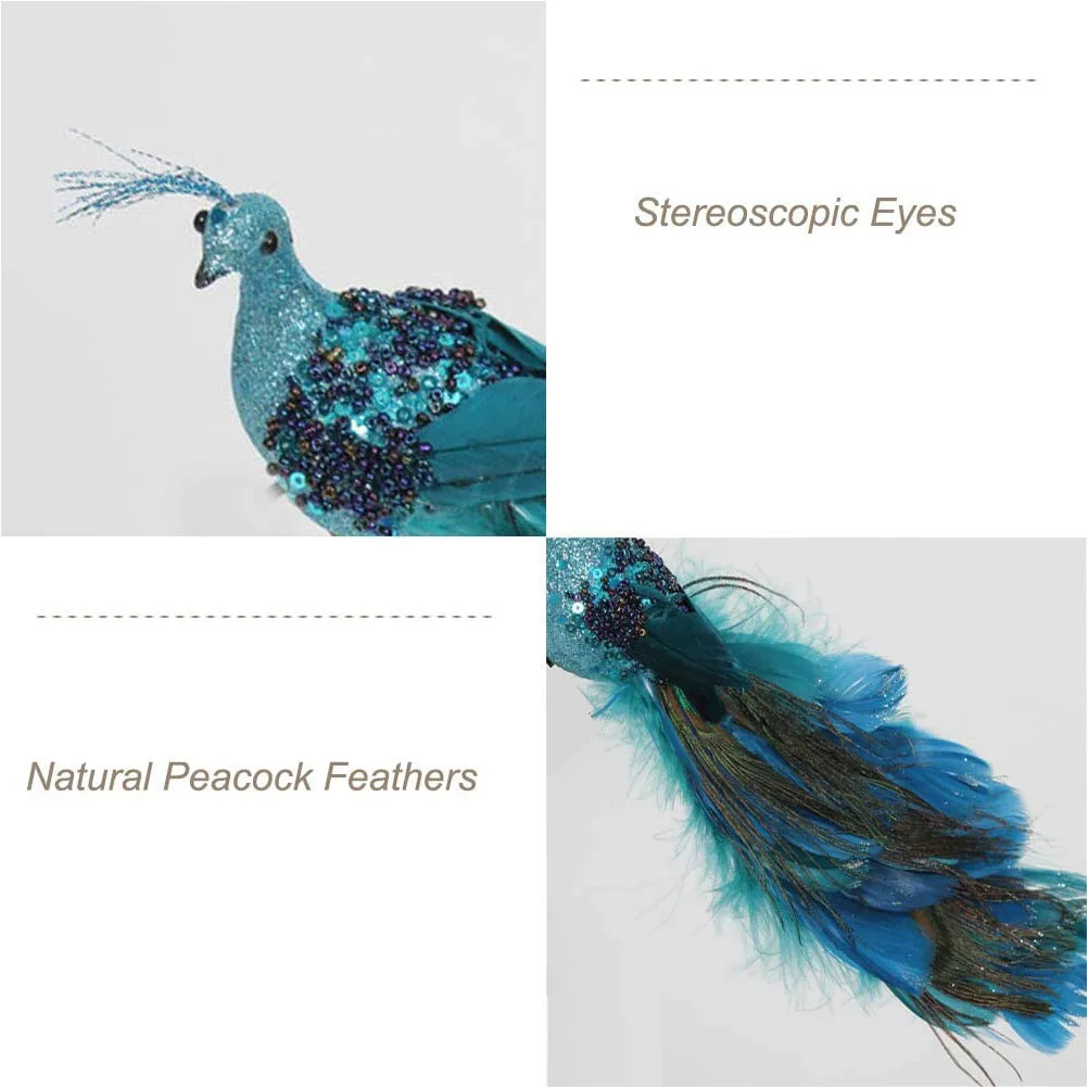 

Christmas Peacock Bonsai Adornment Miniature Simulation nament Tree Home Photography Prop Exquisite Gift H