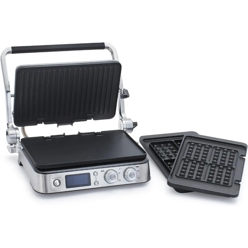 Livenza All-Day Grill, Griddle and Waffle Maker Silver Large