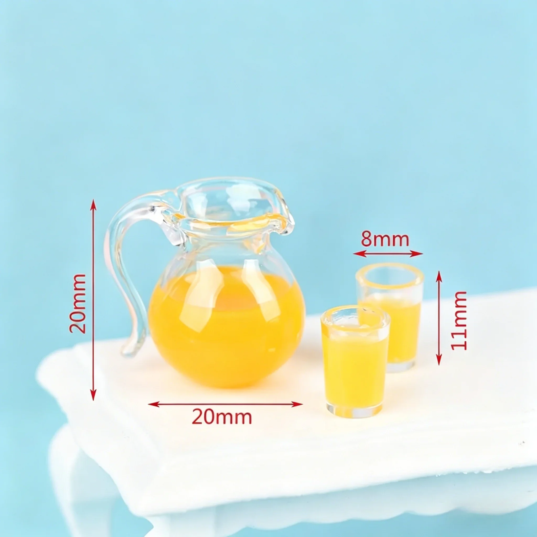 3Pcs/Set Mini Orange Juice Jug 1:12 Dollhouse Simulated Drink Pitcher Kitchen Dining Scene Decor