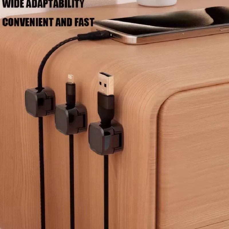 Smooth Pulling Magnetic Cable Clips Self-Adhesive Charging Wire Holders for Car Home Office Organizational Supplies