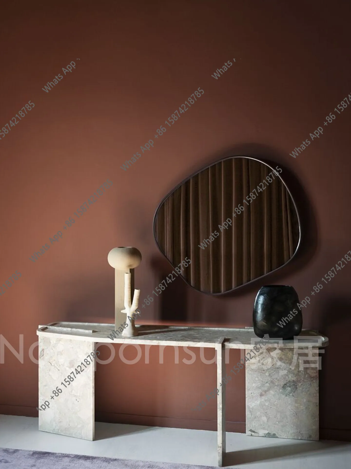 R Monet Garden Natural Marble Entrance Table Entry Strip Several Cases Luxury Stone Entrance Table Entrance Table Custom
