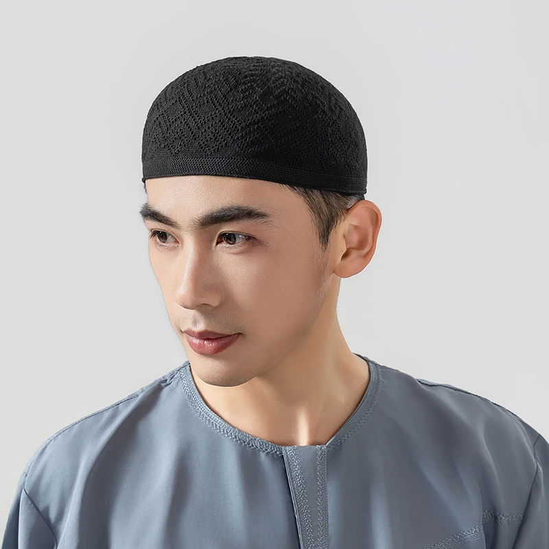 Gold Islamic Kufi Cap Muslim Prayer Turban for Men Saudi Arabia Clothing Indian Style Turban Keffiyeh Turkish Cap for Husband