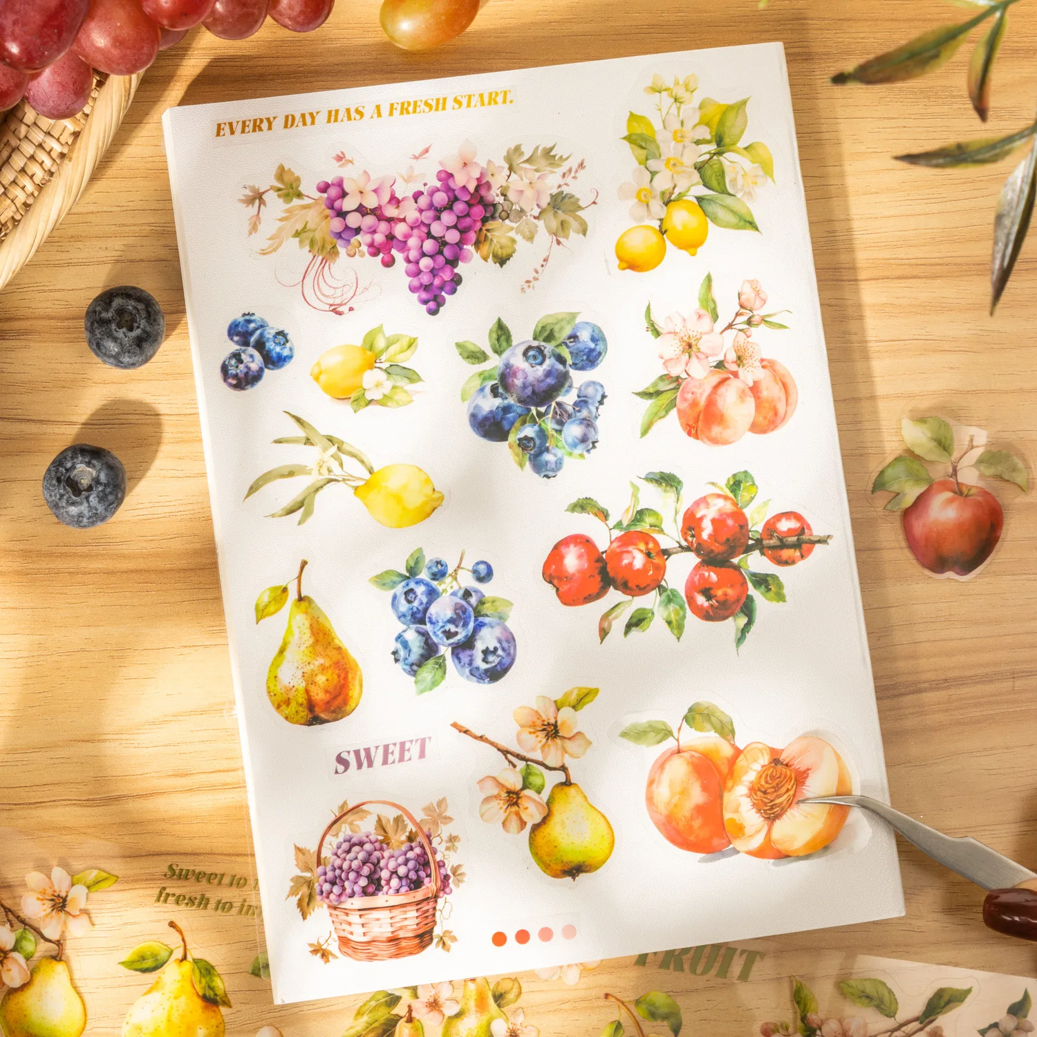 1 pz/1 lotto adesivi per scrapbooking nastri adesivi decorativi set di fiori e frutta adesivi giapponesi per animali domestici