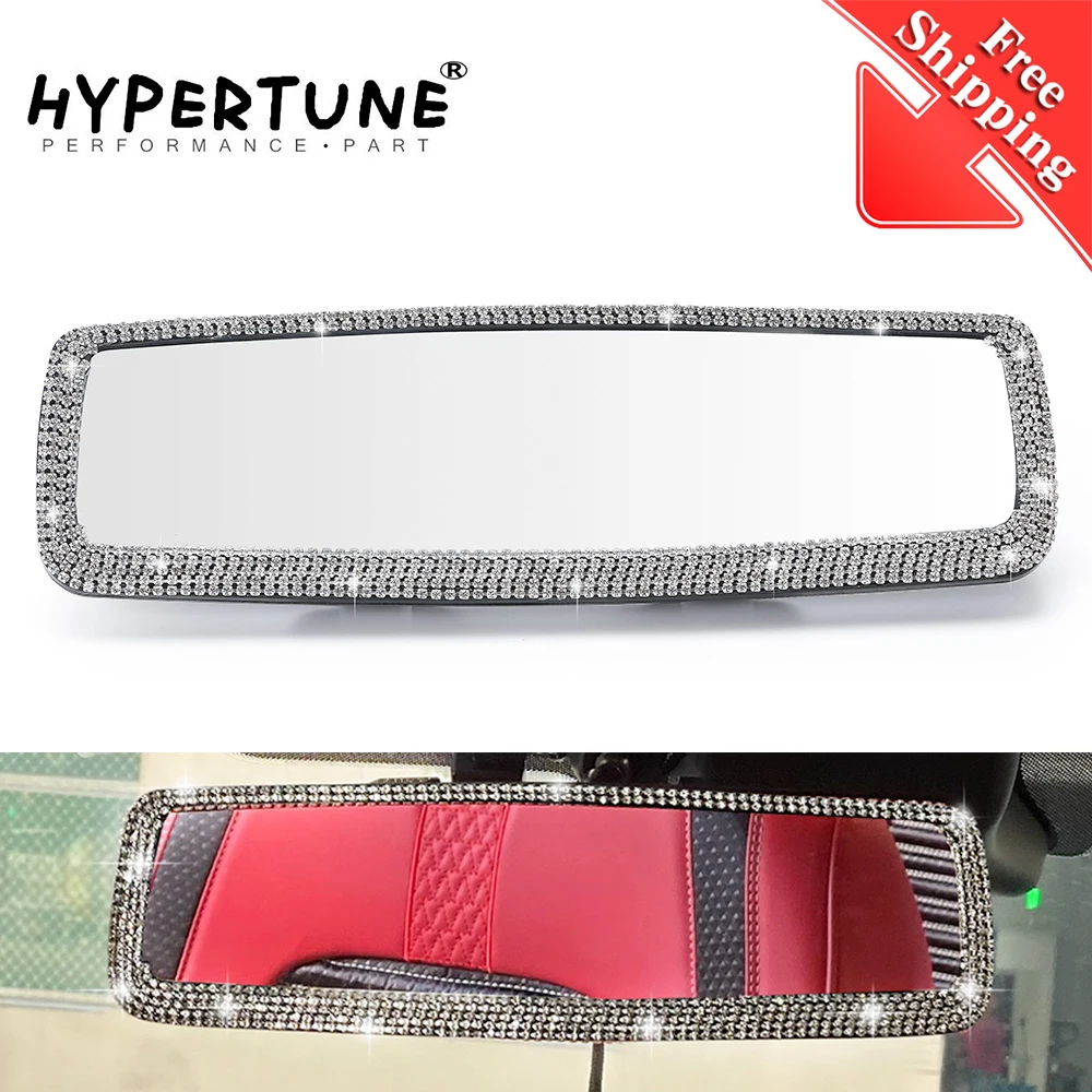 Universal Car Interior Rearview Mirror Decor Charm Crystal Bling Diamond Ornament Rear View Mirror Cover Women Auto Accessories