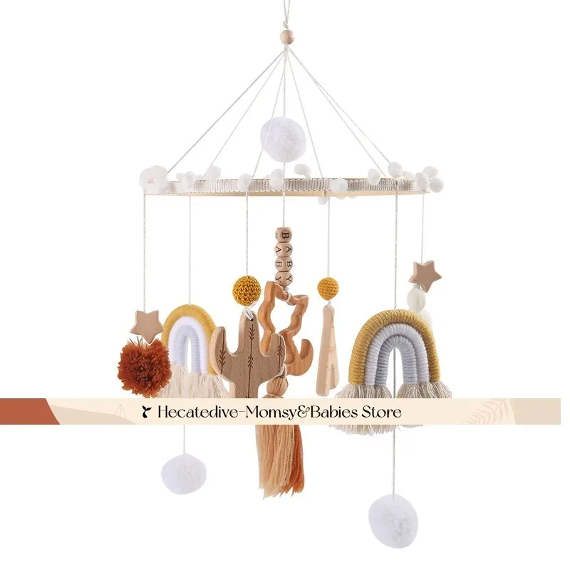 【ต้องมี】Baby Rattles & Mobiles ของเล่นเพื่อการศึกษาไม้การ์ตูนแมวเปลมือถือ ​   ตกแต่งขนาดเล็ก ของเล่นที่ไม่ซ้ําใคร ของใช้เด็ก