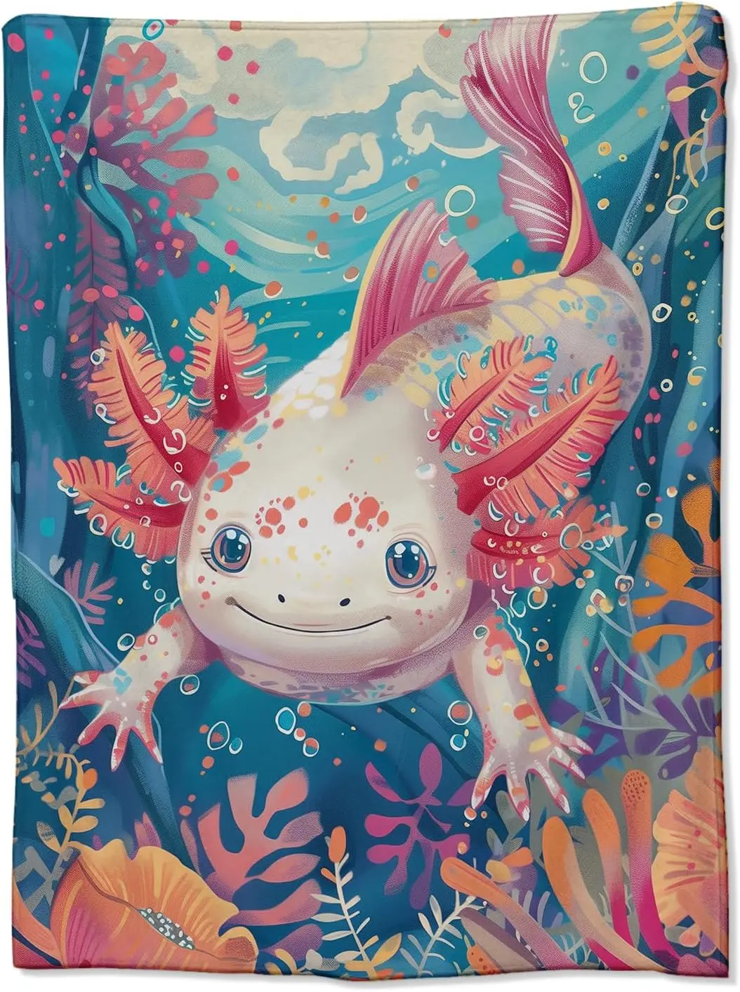 Axolotl Blanket for Girls Boys Kids, Flannel Axolotl Blankets Gifts, Art Axolotl Throw Blanket for Sofa Couch Bed Living