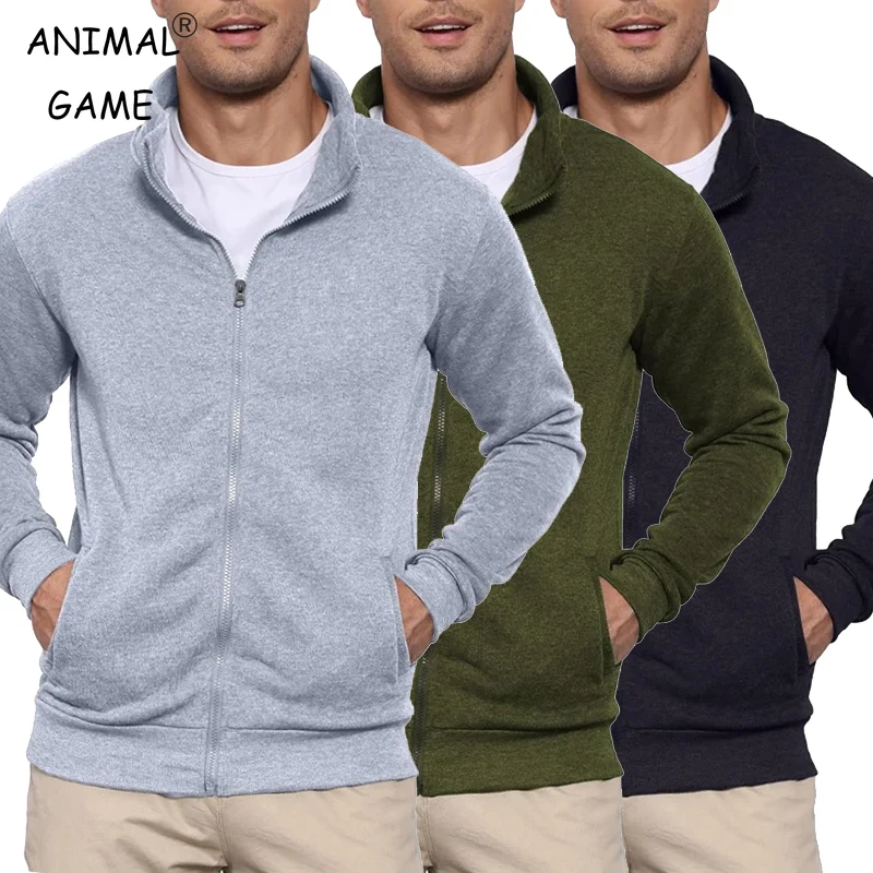 Autumn Men's Sweatshirts Jacket Man Without Hood Zip Coats Outdoor Sport Lightweight Long Sleeve Streetwear Slim Fit Cardigan