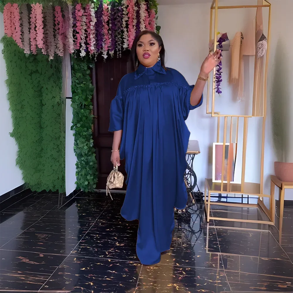 2024 африканские платья для женщин, элегантные полиэстеровые новые мусульманские модные абайи, дашики, халат, кафтан, длинное платье макси, наряды