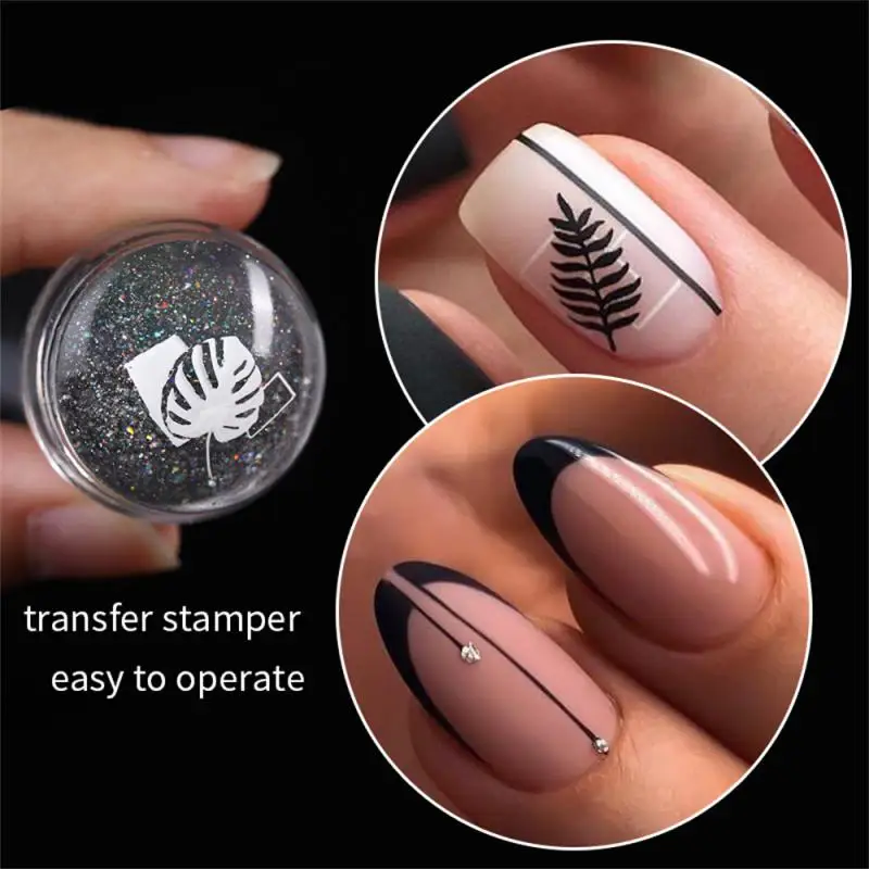 Nail Stamper Scraper Silicone Nail Seal Transparent Full Penetration Handle Seal Stamp For French Nails Nail Art Stamping Tool