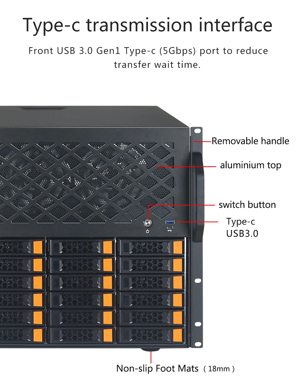 24-drive Nas case Rackmount Support ATX Motherboard Redundant Power Supply 360 Water-cooled Storage Server