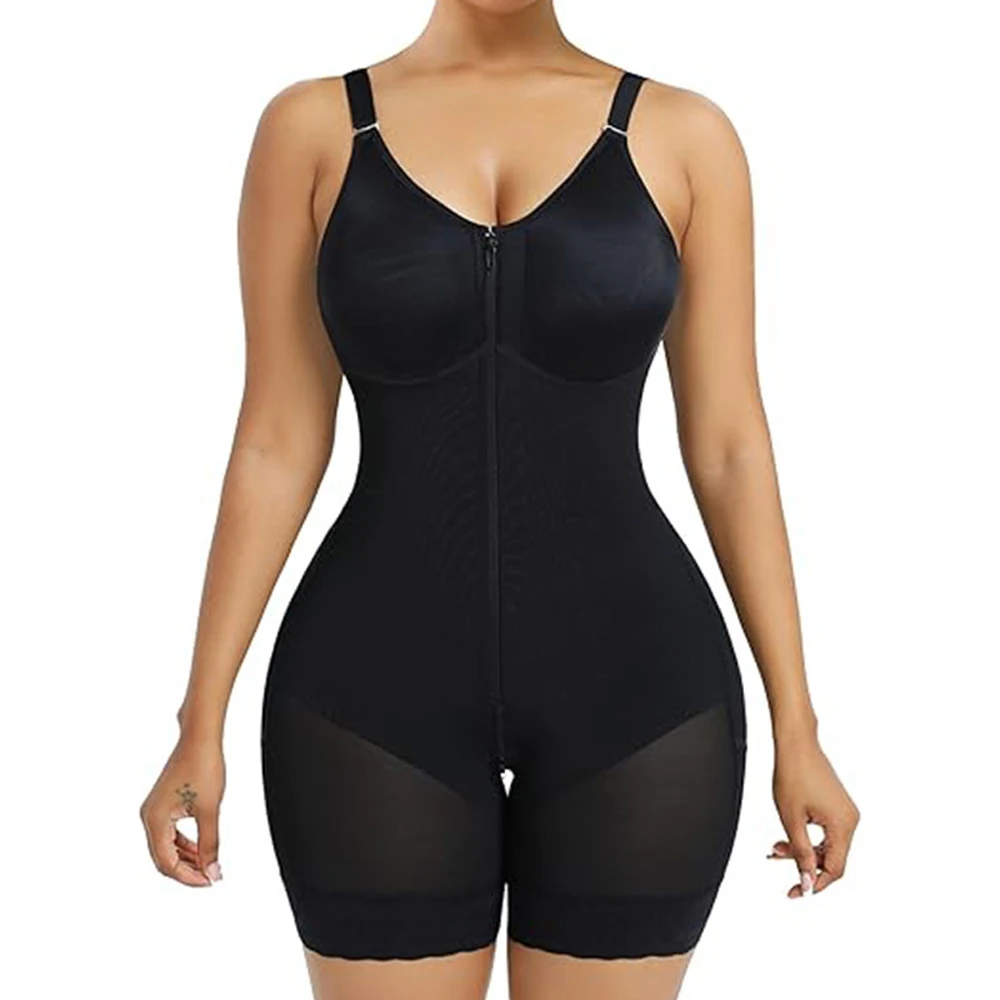 women-fajas-colombianas-front-zipper-bodysuit-adjustable-strap-tummy-control-butt-lifter-mid-thigh-postpartum-compression-shaper