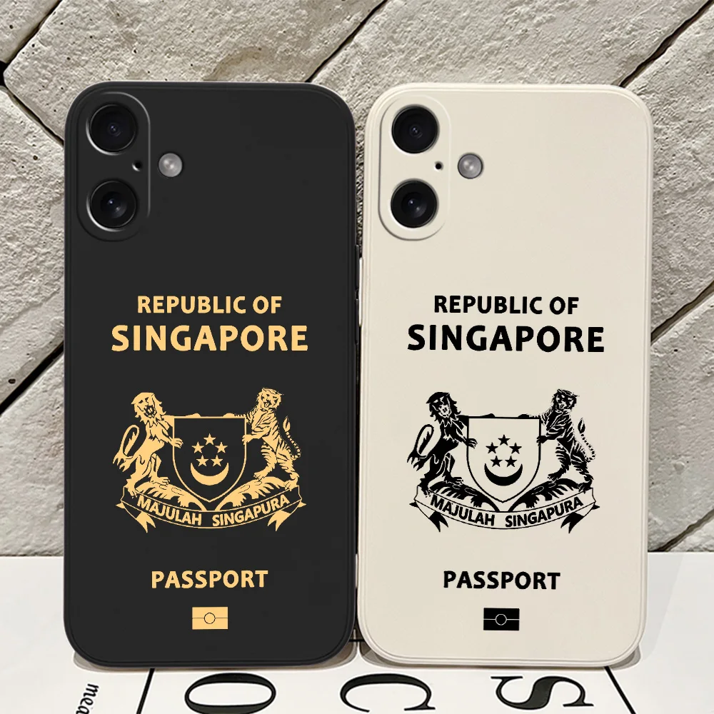 Singapore Passport Phone Case for iPhone 16 15 14 13 12 11 Pro Max Mini X XR XSMax 8 7 6 6S Plus Soft Silicone Back Cover