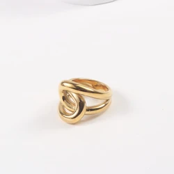 Vintage Fashion High End PVD Fashionable Cross Loopy Ring For Women Stainless Steel Jewelry Wholesale